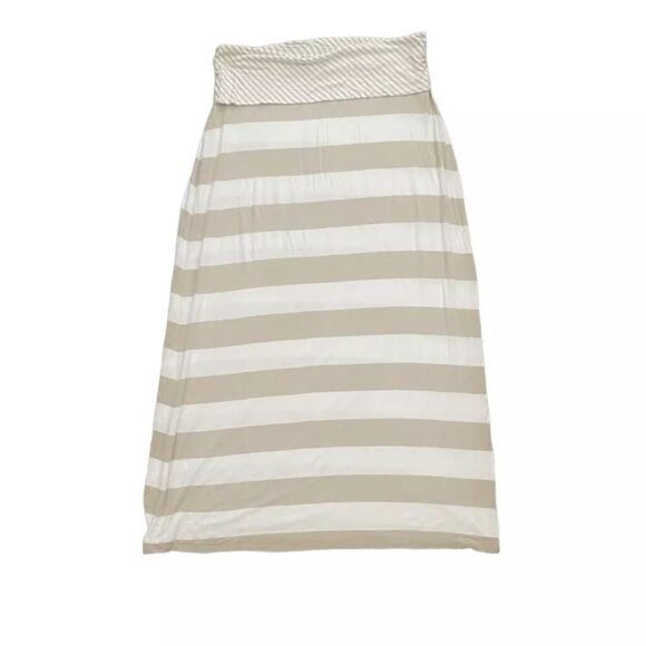 Calvin Klein Fold Over Waist Striped Jersey Maxi Skirt. Size Large. - Picture 3 of 8